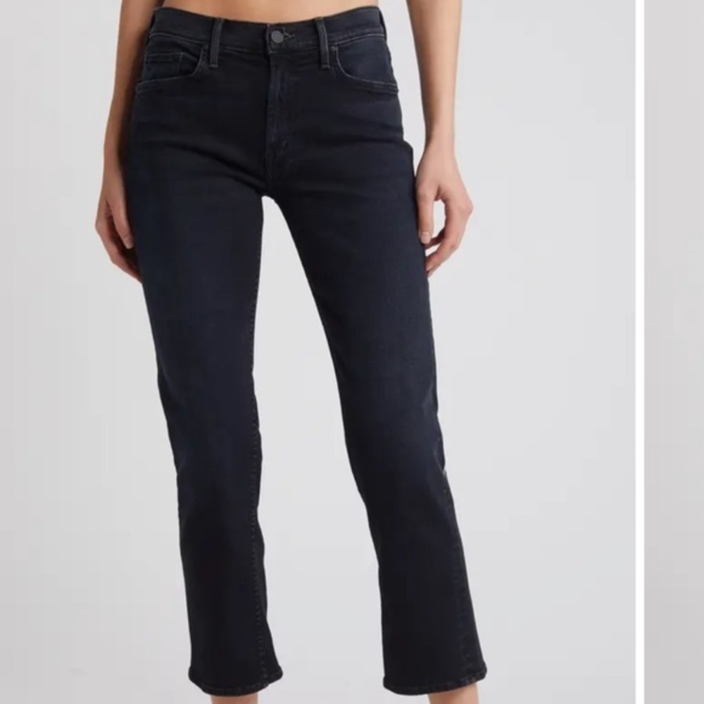 MOTHER The Rider High Waist Ankle Slim Straight Leg Jeans in Night in Paris
